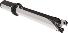 Allied Machine and Engineering - Series 16, 16 to 16.99mm Diam, 20mm Diam Straight Shank with Flange, Straight Flute Spade Drill - 118.9mm Max Depth, 202.1mm OAL, Standard Length, Through Coolant - Eagle Tool & Supply
