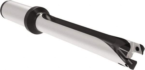Allied Machine and Engineering - Series 16, 16 to 16.99mm Diam, 20mm Diam Straight Shank with Flange, Straight Flute Spade Drill - 169.9mm Max Depth, 253.1mm OAL, Long Length, Through Coolant - Eagle Tool & Supply