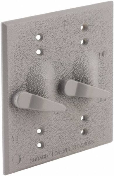 Hubbell-Raco - 2 Outlet, Powder Coat Finish, Rectangle Weather Resistant Box Cover - 0.859" Long x 4-17/32" Wide x 4-17/32" High, Wet Location, Aluminum, CSA Certified & UL Listed - Eagle Tool & Supply