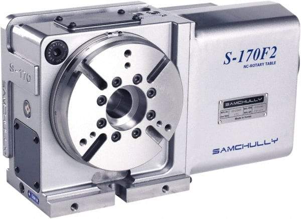 Samchully - 1 Spindle, 240mm Horizontal & Vertical Rotary Table - 250 kg (550 Lb) Max Horiz Load, 185mm Centerline Height, 70mm Through Hole - Eagle Tool & Supply