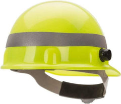 Fibre-Metal - ANSI Type I, Class E Rated, 8-Point, Ratchet Adjustment Hard Hat - One Size Fits Most, Yellow, Standard Brim - Eagle Tool & Supply