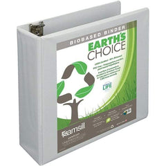 Samsill - 575 Sheet Capacity, 8-1/2 x 11", View Ring Binder - Polypropylene, White - Eagle Tool & Supply
