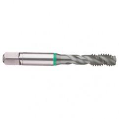 M16x2.0 6H 4-Flute Cobalt Green Ring Semi-Bottoming 40 degree Spiral Flute Tap-TiCN - Eagle Tool & Supply