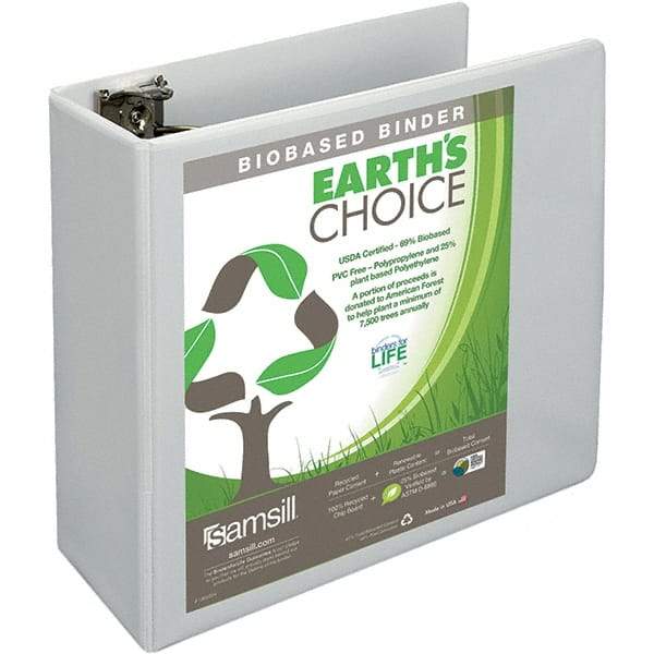 Samsill - 700 Sheet Capacity, 8-1/2 x 11", View Ring Binder - Polypropylene, White - Eagle Tool & Supply