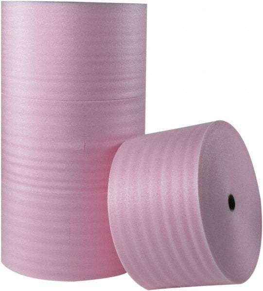 Made in USA - 250' Long x 24" Wide x 1/4" Thick, Polyethylene Foam - Pink - Eagle Tool & Supply