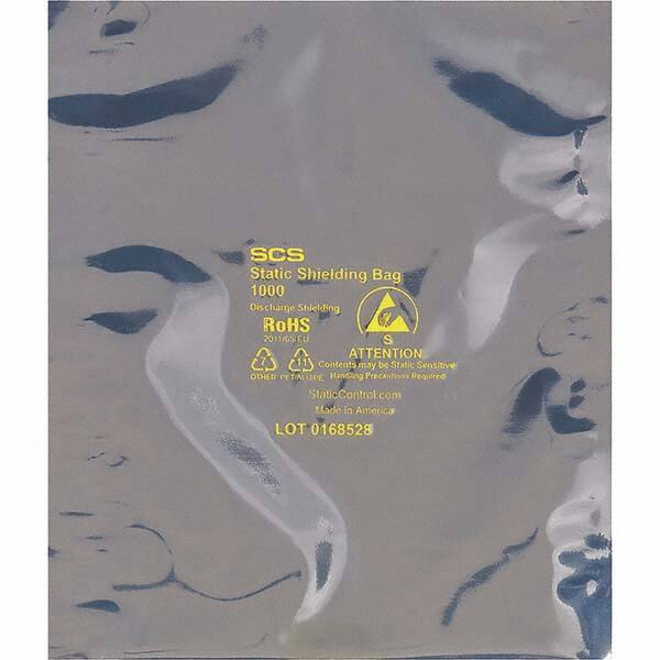 Made in USA - 14" Long x 8" Wide, 3.1 mil Thick, Open Top Static Shield Bag - Transparent, Metal-In, Standard Grade - Eagle Tool & Supply