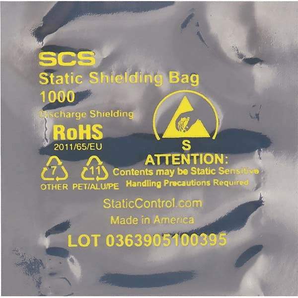 Made in USA - 4" Long x 4" Wide, 3.1 mil Thick, Open Top Static Shield Bag - Transparent, Metal-In, Standard Grade - Eagle Tool & Supply