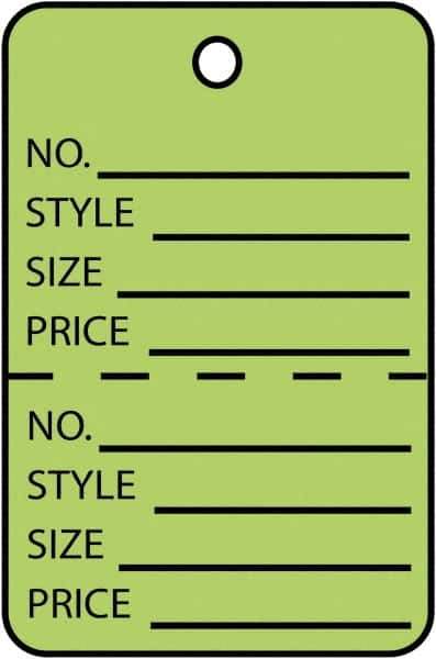 Made in USA - 1-3/4" High x 2-7/8" Long, General Information, English Safety & Facility Retail Tag - Green Cardstock - Eagle Tool & Supply