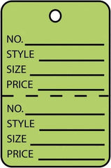 Made in USA - 1-3/4" High x 2-7/8" Long, General Information, English Safety & Facility Retail Tag - Green Cardstock - Eagle Tool & Supply