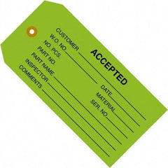 Made in USA - 4-3/4" High x 2-3/8" Long, ACCEPTED, English Safety & Facility Inspection Tag - Green Cardstock - Eagle Tool & Supply