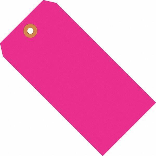 Made in USA - 3-1/4" High x 1-5/8" Long, Safety & Facility Blank Tag - Fluorescent Pink Cardstock - Eagle Tool & Supply