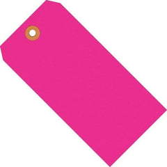 Made in USA - 4-1/4" High x 2-1/8" Long, Safety & Facility Blank Tag - Fluorescent Pink Cardstock - Eagle Tool & Supply