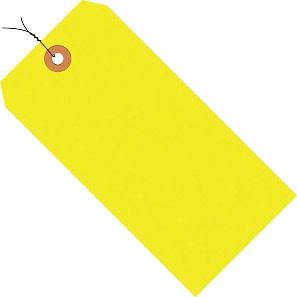 Made in USA - 6-1/4" High x 3-1/8" Long, Safety & Facility Blank Tag - Fluorescent Yellow Cardstock - Eagle Tool & Supply