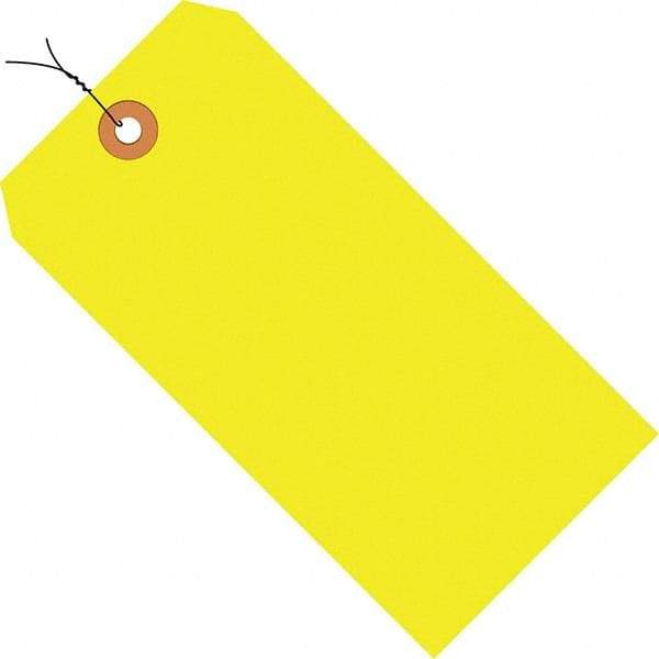 Made in USA - 3-1/4" High x 1-5/8" Long, Safety & Facility Blank Tag - Fluorescent Yellow Cardstock - Eagle Tool & Supply