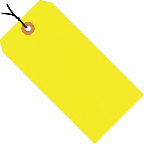 Made in USA - 2-3/4" High x 1-3/8" Long, Safety & Facility Blank Tag - Fluorescent Yellow Cardstock - Eagle Tool & Supply