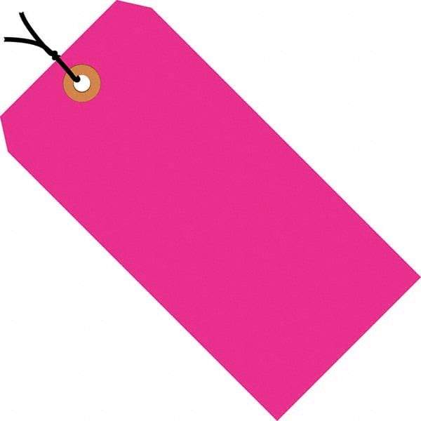 Made in USA - 5-1/4" High x 2-5/8" Long, Safety & Facility Blank Tag - Fluorescent Pink Cardstock - Eagle Tool & Supply