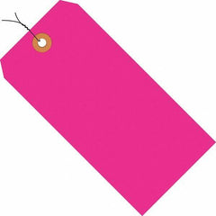 Made in USA - 5-3/4" High x 2-7/8" Long, Safety & Facility Blank Tag - Fluorescent Pink Cardstock - Eagle Tool & Supply