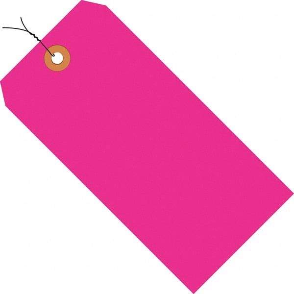 Made in USA - 3-1/4" High x 1-5/8" Long, Safety & Facility Blank Tag - Fluorescent Pink Cardstock - Eagle Tool & Supply
