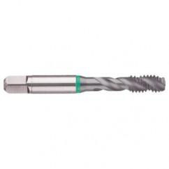 1/4-20 2B 3-Flute Cobalt Green Ring Semi-Bottoming 40 degree Spiral Flute Tap-TiCN - Eagle Tool & Supply