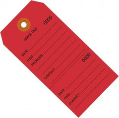 Made in USA - 4-3/4" High x 2-3/8" Long, Repair, English Safety & Facility Inspection Tag - Red Cardstock - Eagle Tool & Supply