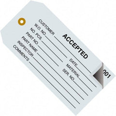 Made in USA - 4-3/4" High x 2-3/8" Long, ACCEPTED, English Safety & Facility Inspection Tag - Blue Cardstock - Eagle Tool & Supply