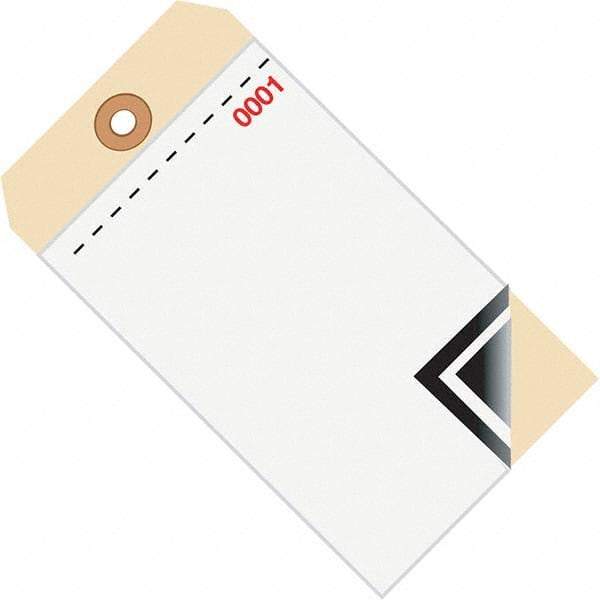 Made in USA - 6-1/4" High x 3-1/8" Long, Inventory, English Safety & Facility Numbered Tag - White & Manila Cardstock - Eagle Tool & Supply