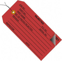 Made in USA - 4-3/4" High x 2-3/8" Long, Inventory, English Safety & Facility Numbered Tag - Red Cardstock - Eagle Tool & Supply