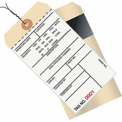 Made in USA - 6-1/4" High x 3-1/8" Long, Inventory, English Safety & Facility Numbered Tag - White & Manila Cardstock - Eagle Tool & Supply