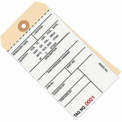 Made in USA - 6-1/4" High x 3-1/8" Long, Inventory, English Safety & Facility Numbered Tag - White & Manila Cardstock - Eagle Tool & Supply