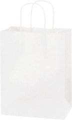 Made in USA - Kraft Grocery Bag - 8 x 4-1/2 x 10-1/4, White - Eagle Tool & Supply
