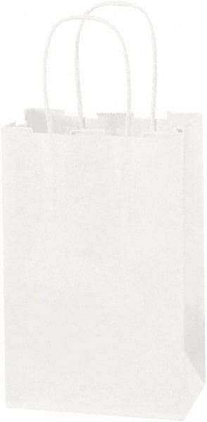 Made in USA - Kraft Grocery Bag - 5-1/4 x 3-1/4 x 8-3/8, White - Eagle Tool & Supply