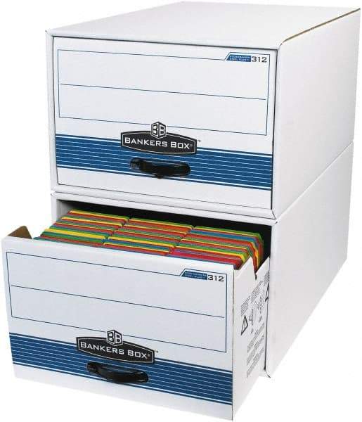 Made in USA - 1 Compartment, 15" Wide x 24" Deep, File Storage Boxes - Corrugated Cardboard, White - Eagle Tool & Supply