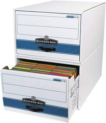 Made in USA - 1 Compartment, 15" Wide x 24" Deep, File Storage Boxes - Corrugated Cardboard, White - Eagle Tool & Supply