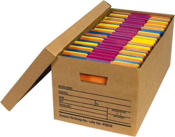 Made in USA - 1 Compartment, 12" Wide x 24" Deep, File Storage Boxes - Corrugated Cardboard, Kraft (Color) - Eagle Tool & Supply