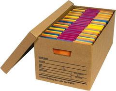 Made in USA - 1 Compartment, 12" Wide x 24" Deep, File Storage Boxes - Corrugated Cardboard, Kraft (Color) - Eagle Tool & Supply