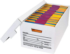 Made in USA - 1 Compartment, 12" Wide x 24" Deep, File Storage Boxes - Corrugated Cardboard, White - Eagle Tool & Supply