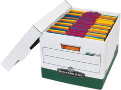 Made in USA - 1 Compartment, 12" Wide x 15" Deep, File Storage Boxes - Corrugated Cardboard, Green - Eagle Tool & Supply