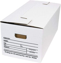 Made in USA - 1 Compartment, 12" Wide x 24" Deep, File Storage Boxes - Corrugated Cardboard, White - Eagle Tool & Supply