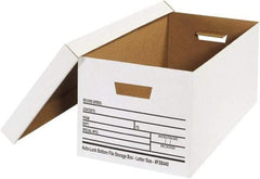 Made in USA - 1 Compartment, 12" Wide x 24" Deep, File Storage Boxes - Corrugated Cardboard, White - Eagle Tool & Supply