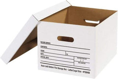 Made in USA - 1 Compartment, 12" Wide x 15" Deep, File Storage Boxes - Corrugated Cardboard, White - Eagle Tool & Supply