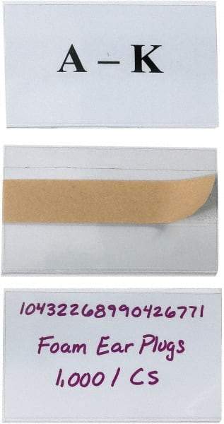 Made in USA - 3" Long x 5" Wide, Self Adhesive Back, Label Holder - Clear - Eagle Tool & Supply