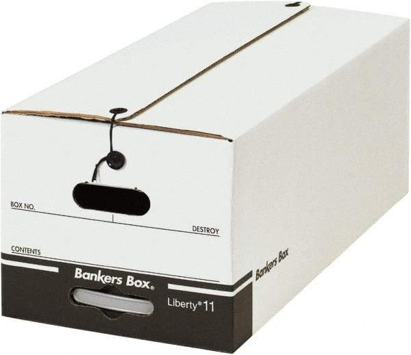 Made in USA - 1 Compartment, 12" Wide x 24" Deep, File Storage Boxes - Corrugated Cardboard, White - Eagle Tool & Supply