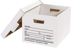 Made in USA - 1 Compartment, 12" Wide x 15" Deep, File Storage Boxes - Corrugated Cardboard, White - Eagle Tool & Supply