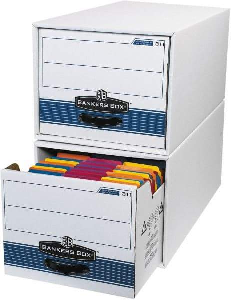 Made in USA - 1 Compartment, 12" Wide x 24" Deep, File Storage Boxes - Corrugated Cardboard, White - Eagle Tool & Supply