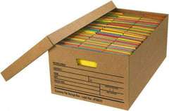 Made in USA - 1 Compartment, 15" Wide x 24" Deep, File Storage Boxes - Corrugated Cardboard, Kraft (Color) - Eagle Tool & Supply