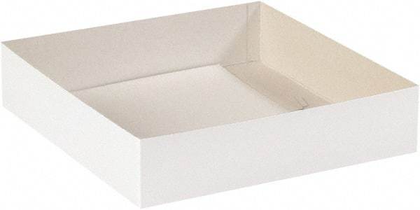 Made in USA - 14" Wide x 14" Long x 3" High Rectangle Chipboard Box - 1 Wall, White - Eagle Tool & Supply