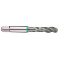 1-1/4-12 2B 4-Flute Cobalt Green Ring Semi-Bottoming 40 degree Spiral Flute Tap-TiCN - Eagle Tool & Supply