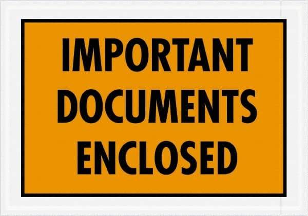 Value Collection - 1,000 Piece, 5-1/4" Long x 7-1/2" Wide, Packing List Envelope - Documents Enclosed, Orange - Eagle Tool & Supply