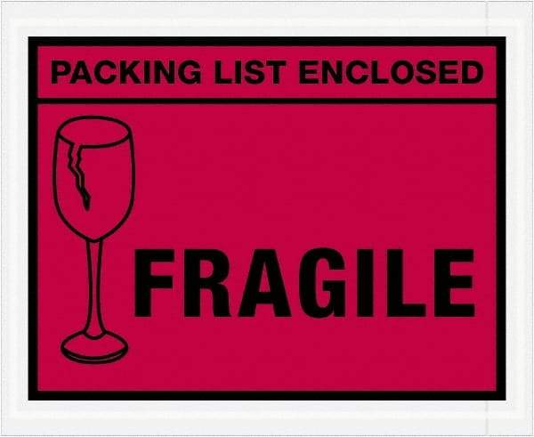 Value Collection - 1,000 Piece, 4-1/2" Long x 5-1/2" Wide, Packing List Envelope - Packing List Enclosed - Fragile, Red - Eagle Tool & Supply