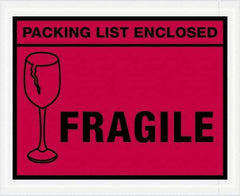 Value Collection - 1,000 Piece, 4-1/2" Long x 5-1/2" Wide, Packing List Envelope - Packing List Enclosed - Fragile, Red - Eagle Tool & Supply